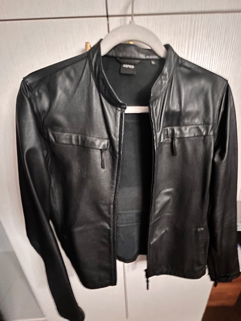 Aspesi black leather jacket